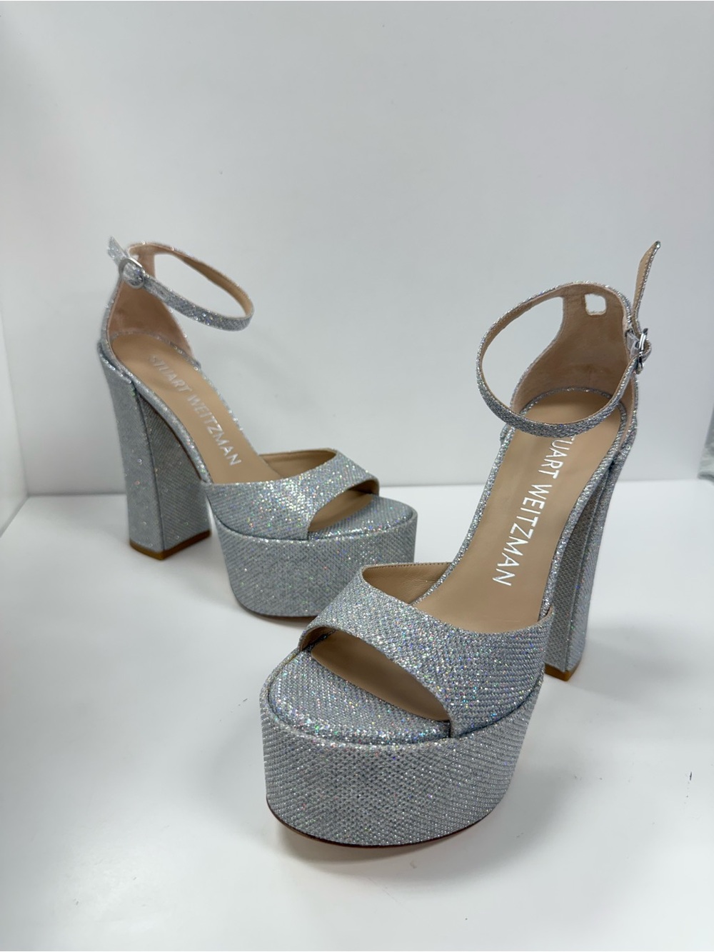 Stuart Weitzman Sky High Platform Sandals in Crystal/New Noir (SEE DESCRIPTION)